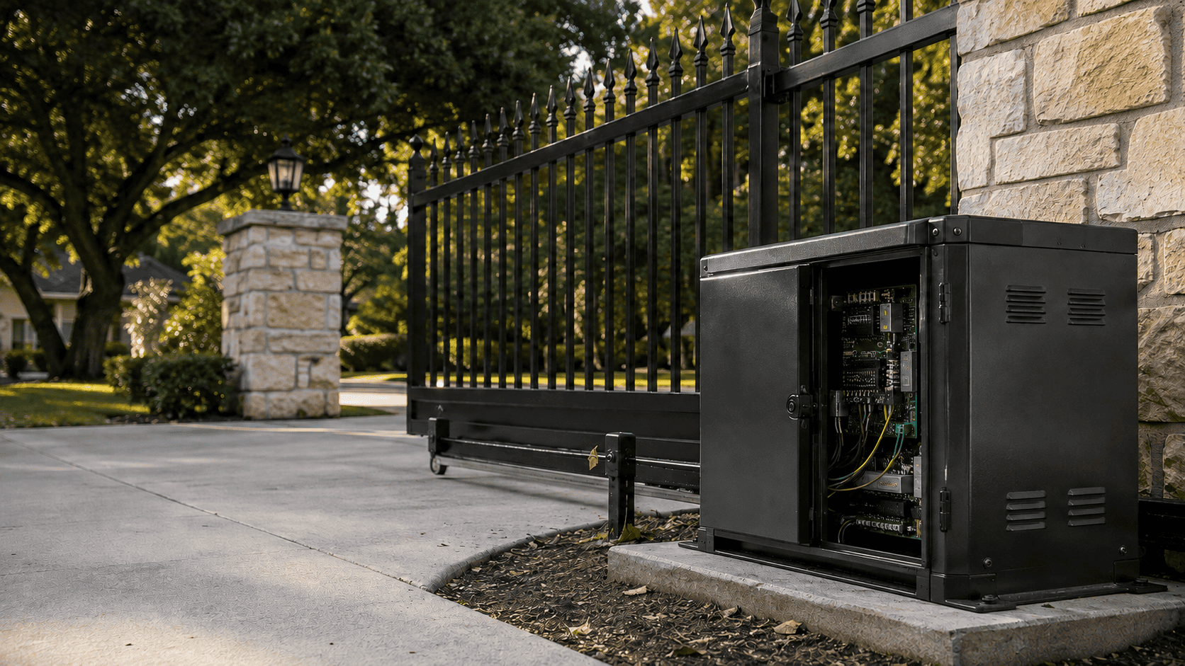 Automatic gate won't close at a residential sliding driveway gate